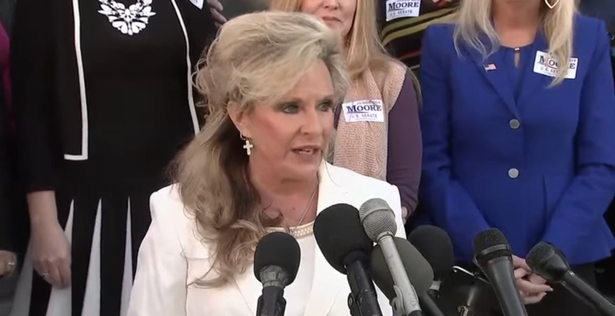 Kayla Moore speaks in defense of her husband, former Alabama judge Roy Moore, at a press conference November 17, 2017. (Screenshot via YouTube)