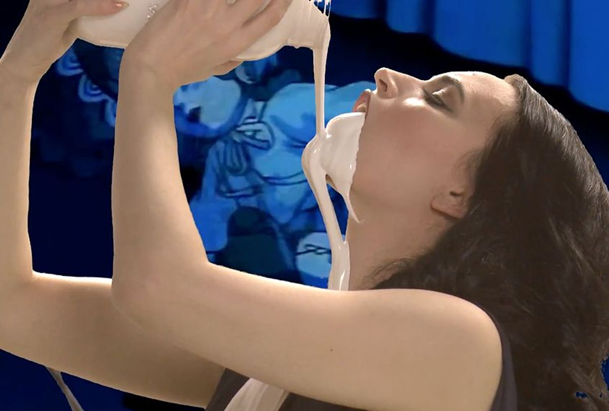Martina Markota , as Lady Alchemy, performing "Milk is Racist" (YouTube/The Donna Trumplova Show)