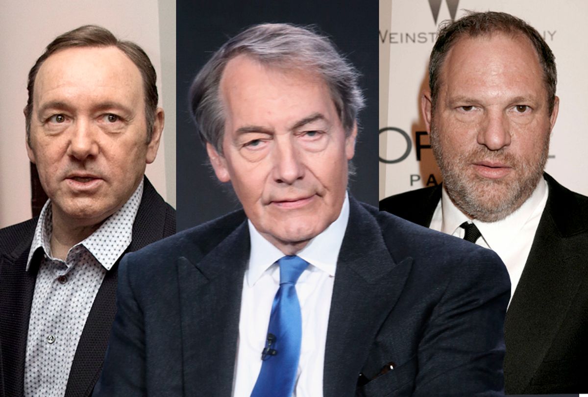 Kevin Spacey; Charlie Rose; Harvey Weinstein (AP/Getty/Photo montage by Salon)