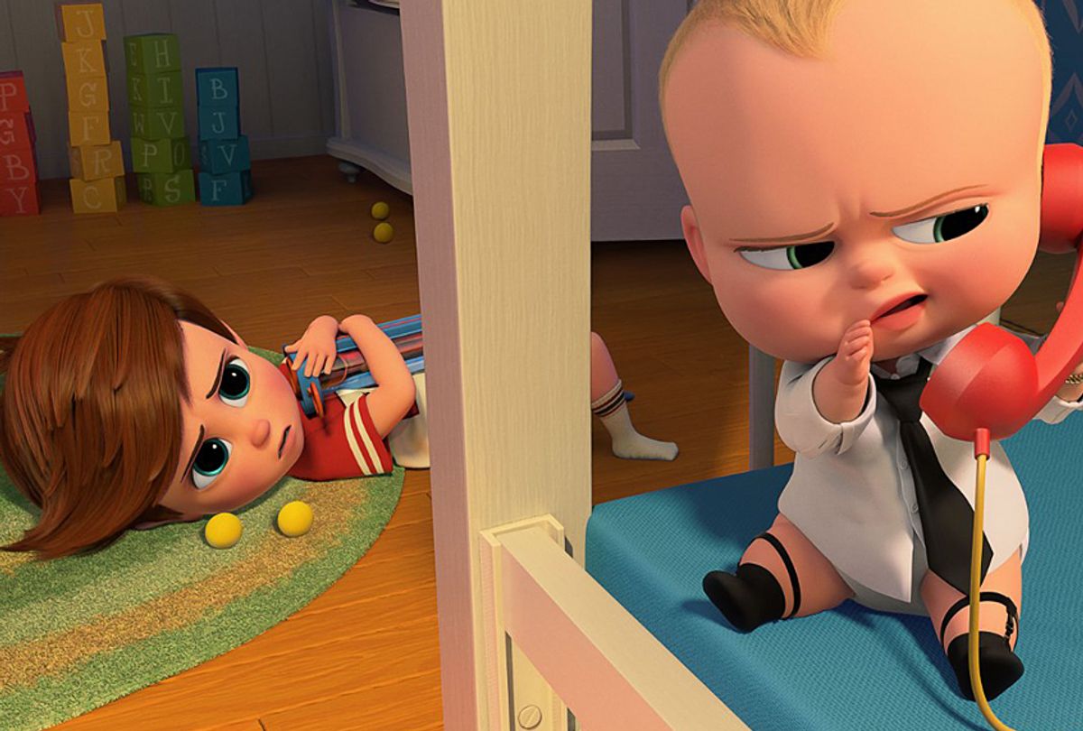 Miles Bakshi and Alec Baldwin in "Boss Baby" (DreamWorks Animation)