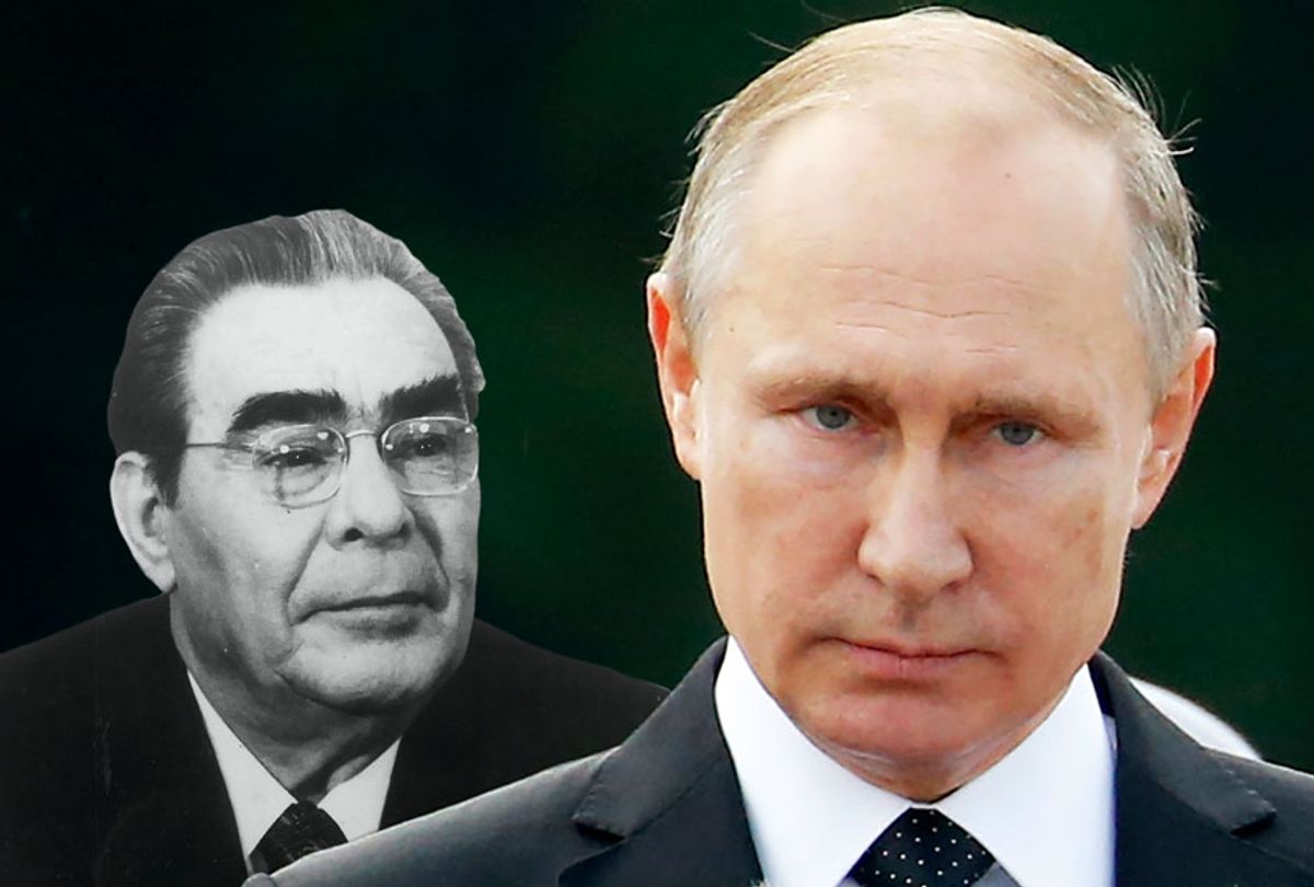 Leonid Brezhnev; Vladimir Putin (Getty/Keystone/Alexander Zemlianichenko)