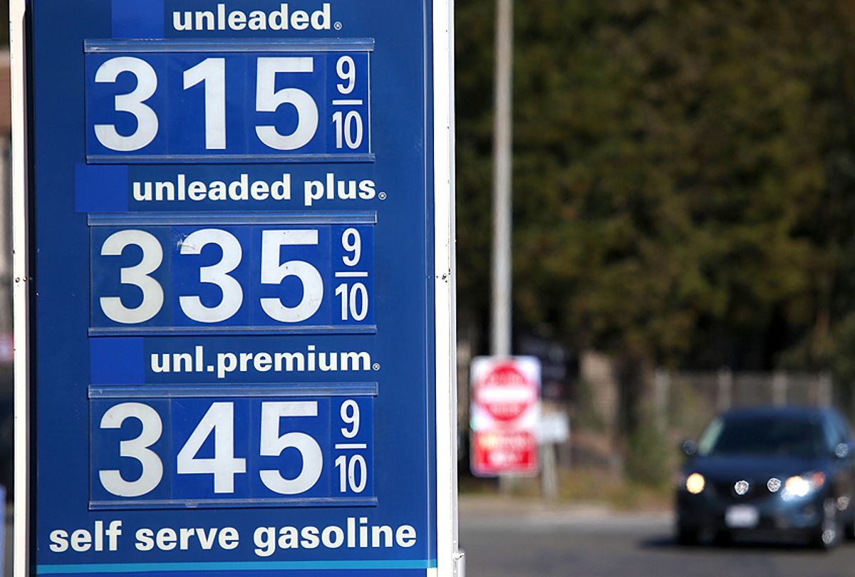 Gas prices over $3.00 are displayed at an Arco gas station (Getty/Justin Sullivan)
