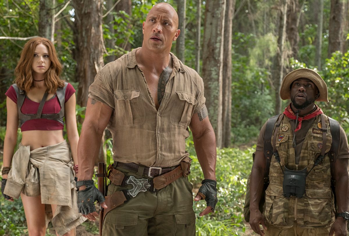 Karen Gillan, Dwayne Johnson and Kevin Hart in "Jumanji: Welcome to the Jungle" (Sony/Frank Masi)