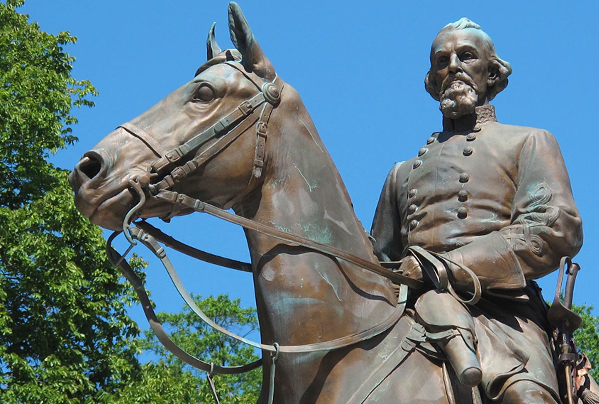 A statue of Confederate Gen. Nathan Bedford Forrest sits in a park in Memphis, Tennessee (AP/Adrian Sainz)