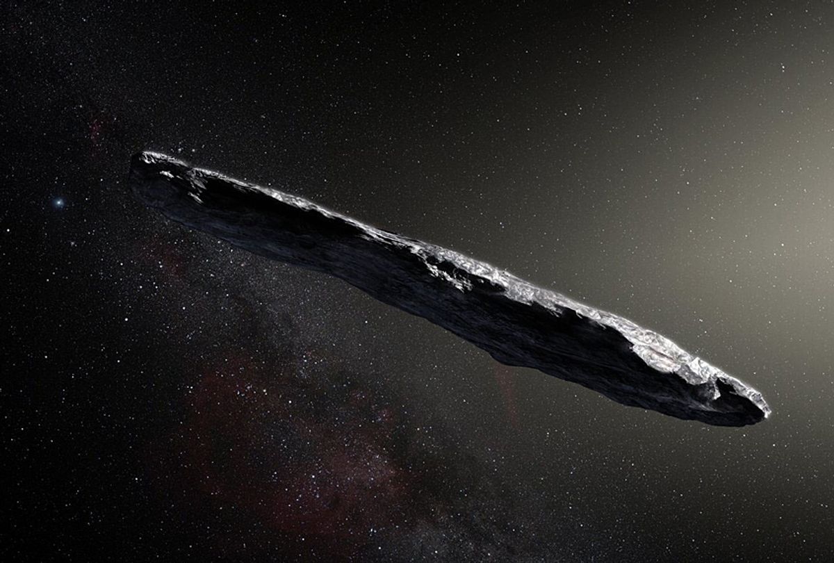 Artist’s impression of `Oumuamua (ESO/M. Kornmesser)