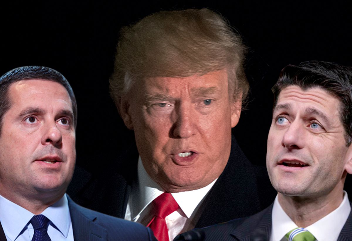 Devin Nunes; Donald Trump; Paul Ryan (Getty/AP/Salom)