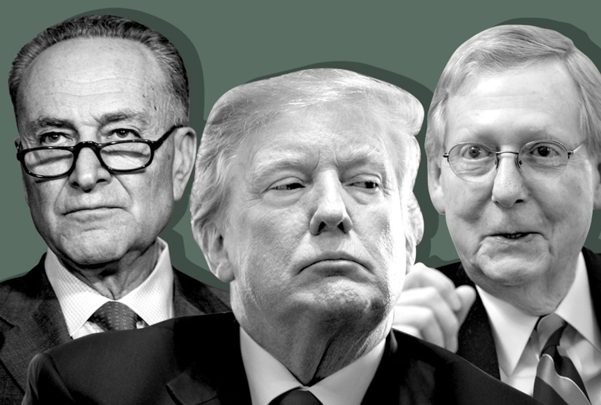 Chuck Schumer; Donald Trump; Mitch McConnell (Getty/AP/Salon)