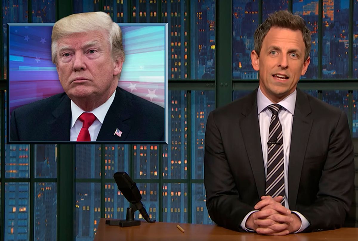 Seth Meyers Mocks Trump's Incoherent Rally Speech: "Your Mouth Is Like ...