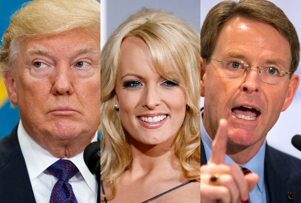 Donald Trump; Stormy Daniels; Tony Perkins (AP/Evan Vucci/Matt Sayles/Mary Altaffer)