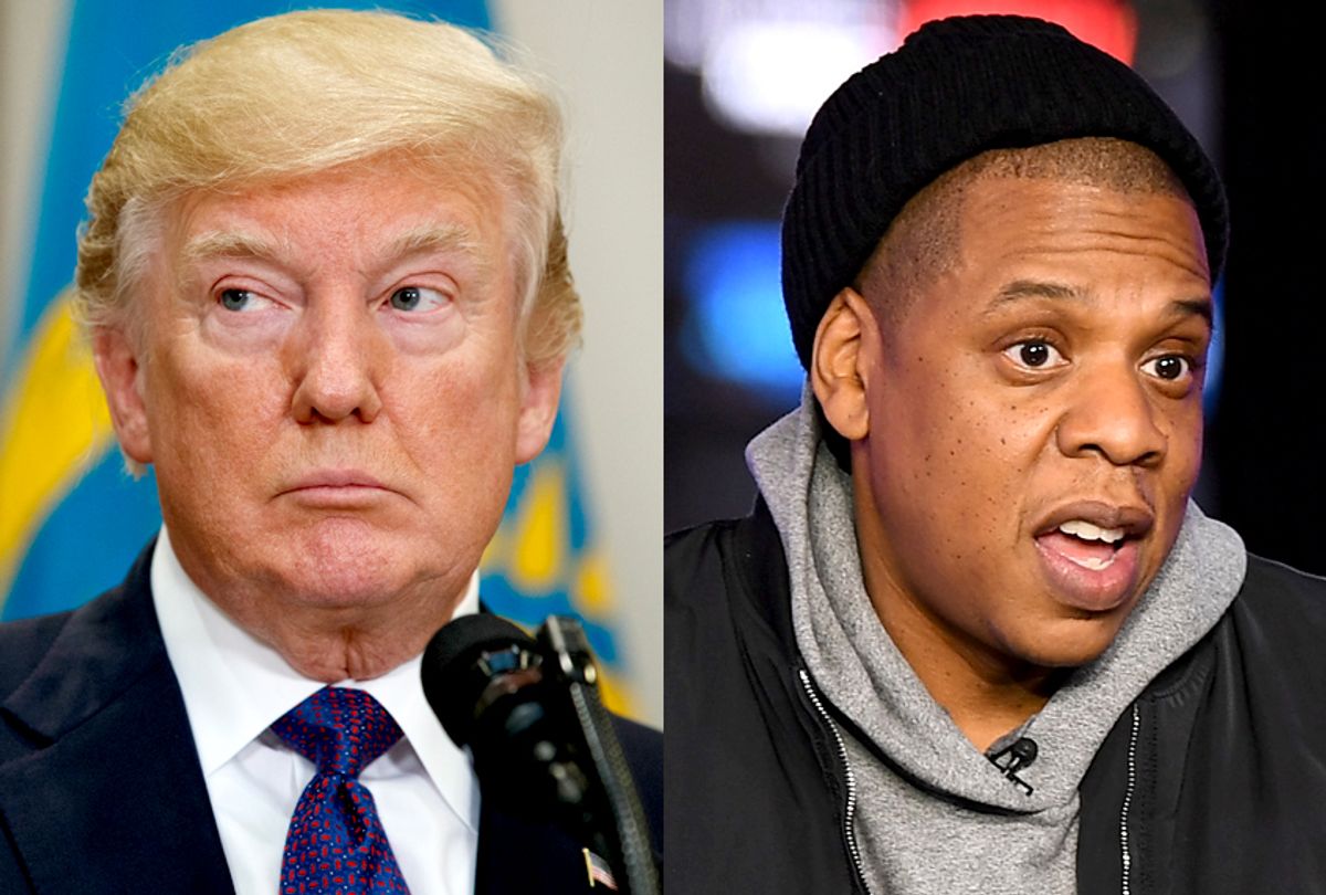 Donald Trump; Jay Z (AP/Evan Vucci/Getty/Dave Kotinsky)