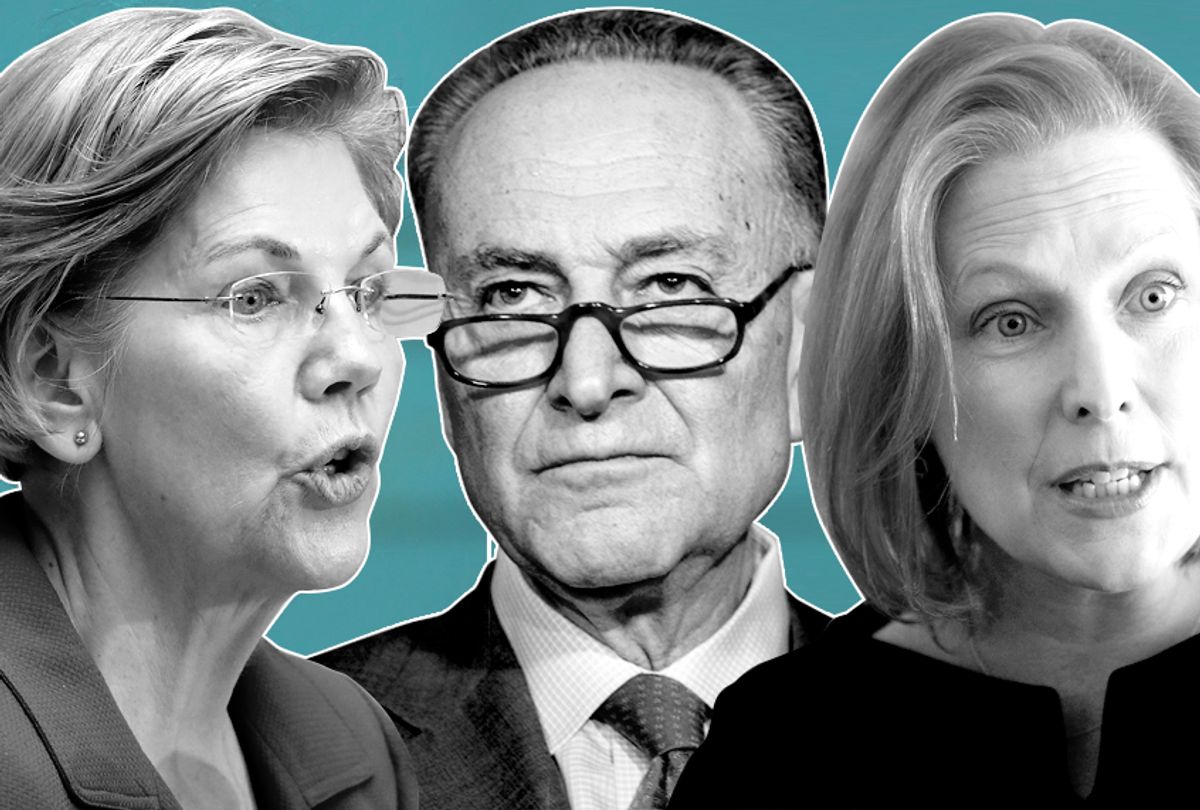 Elizabeth Warren; Chuck Schumer; Kirsten Gillibrand (Getty/AP/Photo Montage by Salon)