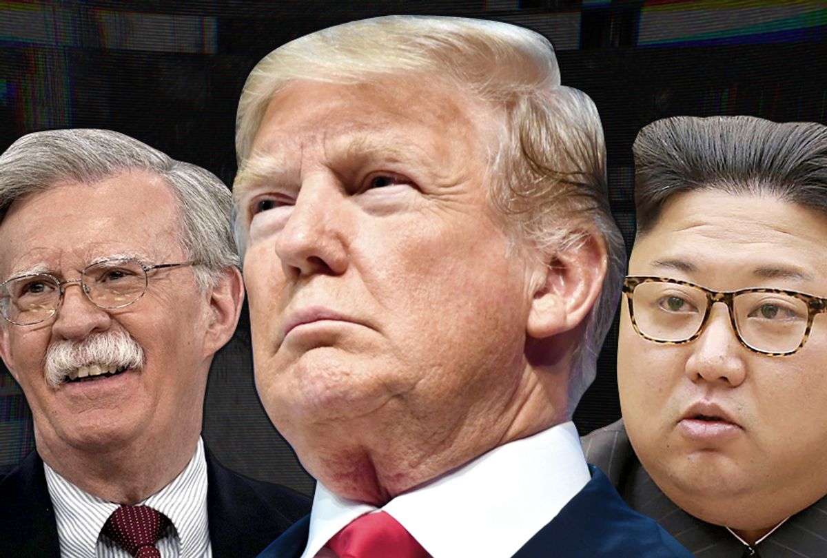 John Bolton; Donald Trump; Kim Jong-un (Getty/Photo Montage by Salon)