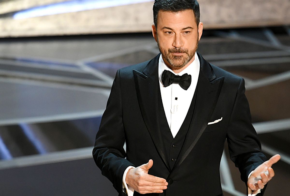 Host Jimmy Kimmel speaks onstage during the 90th Annual Academy Awards. (Getty/Kevin Winter)