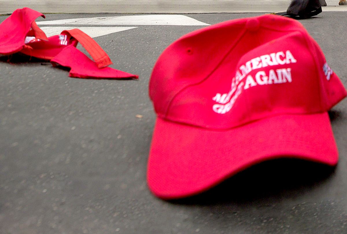 Make America Great Again Hats on Ground (Getty/David McNew)
