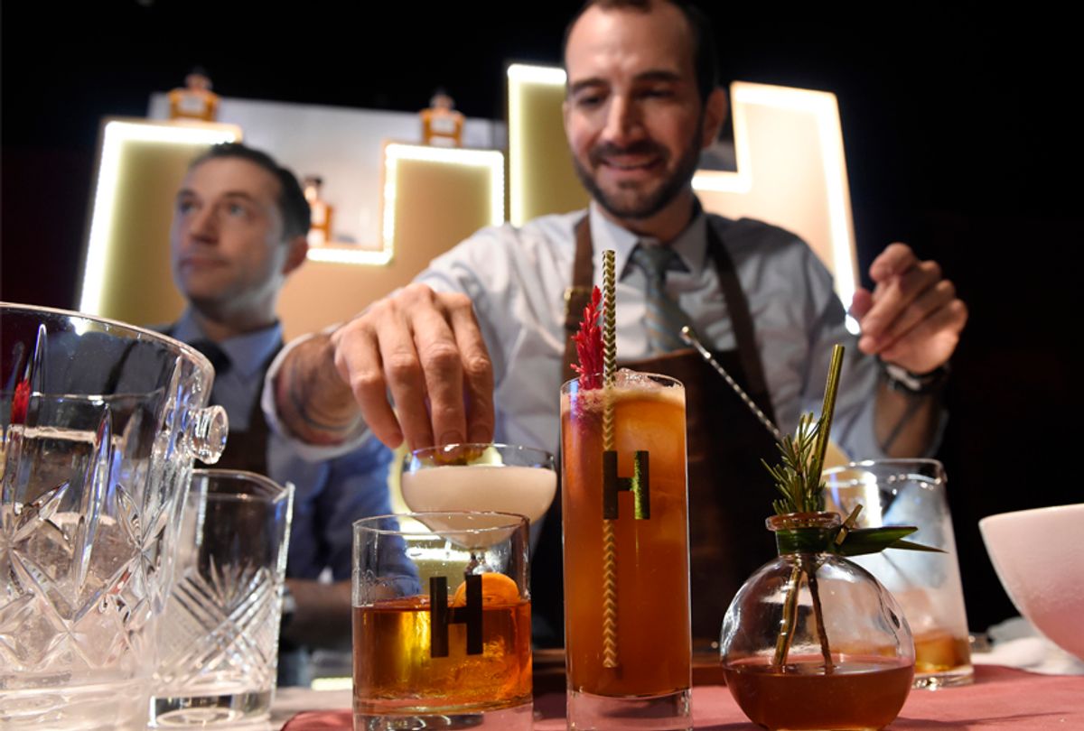 Bartender Charles Joly makes official Governors Ball cocktails at the 89th Academy Awards Governors Ball Press Preview, Feb. 16, 2017, in Los Angeles. (AP/Chris Pizzello)