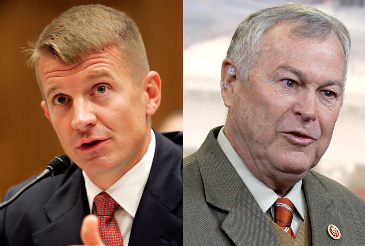 Erik Prince; Dana Rohrabacher (AP/Susan Walsh/Lauren Victoria Burke)