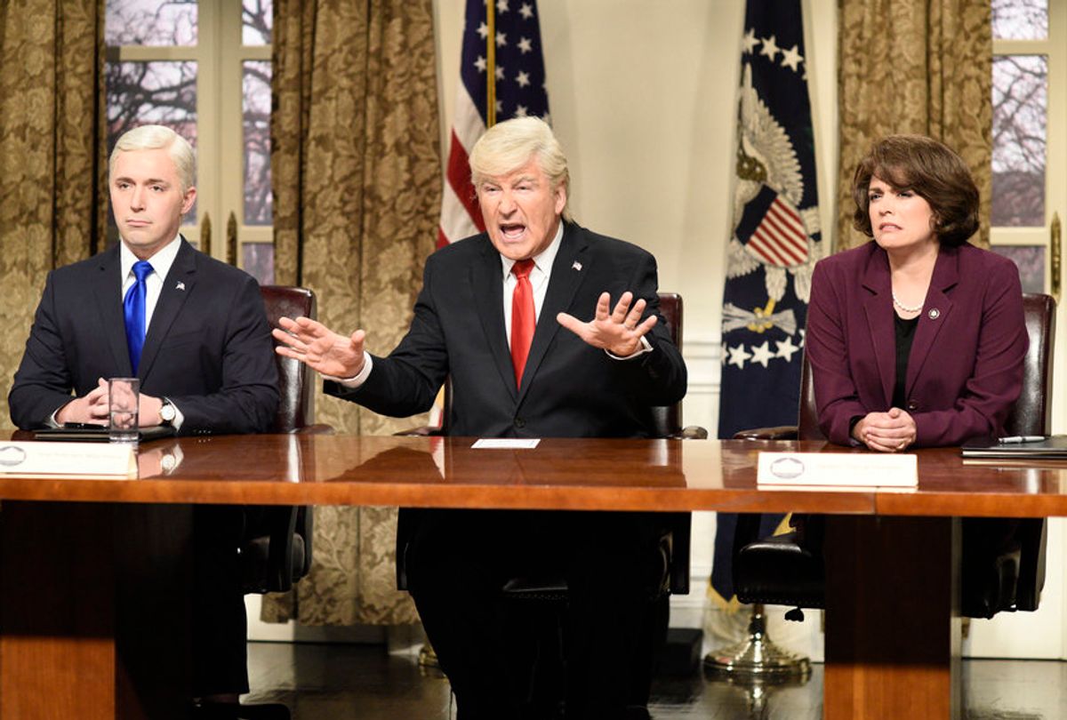 Beck Bennett, Alec Baldwin and Cecily Strong on "Saturday Night Live," March 3, 2018. (NBC)
