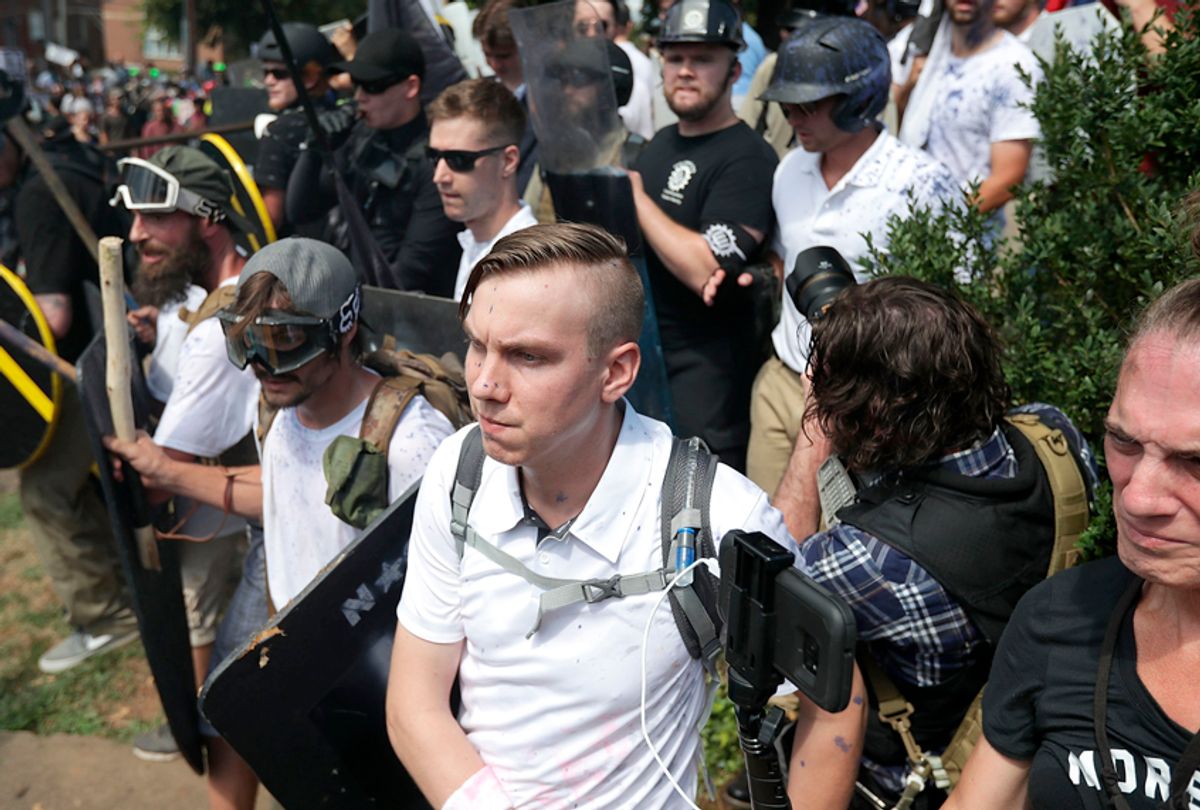 White nationalists and neo-Nazis at the "Unite the Right" rally August 12, 2017 in Charlottesville, Virginia.  (Getty Images)