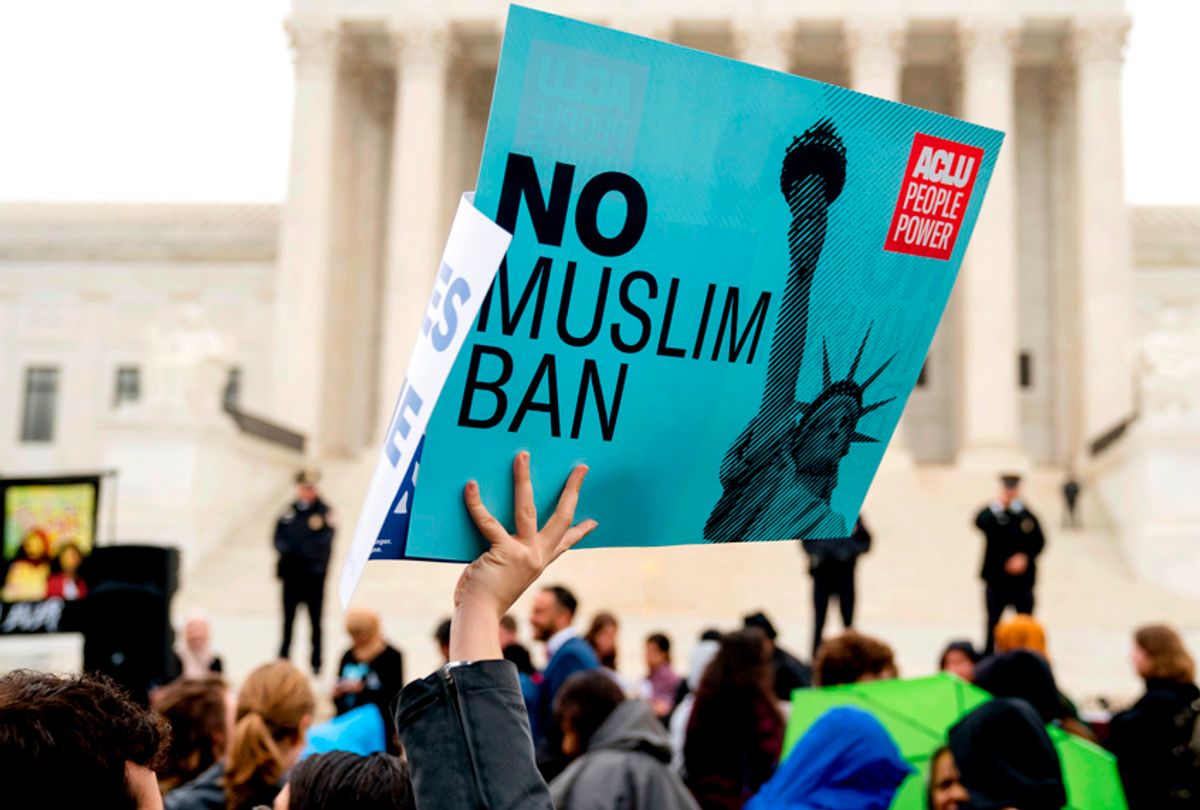 An anti-Muslim ban rally (AP/Andrew Harnik)