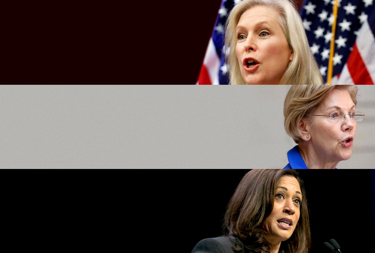Kirsten Gillibrand; Elizabeth Warren; Kamala Harris (AP/Getty)