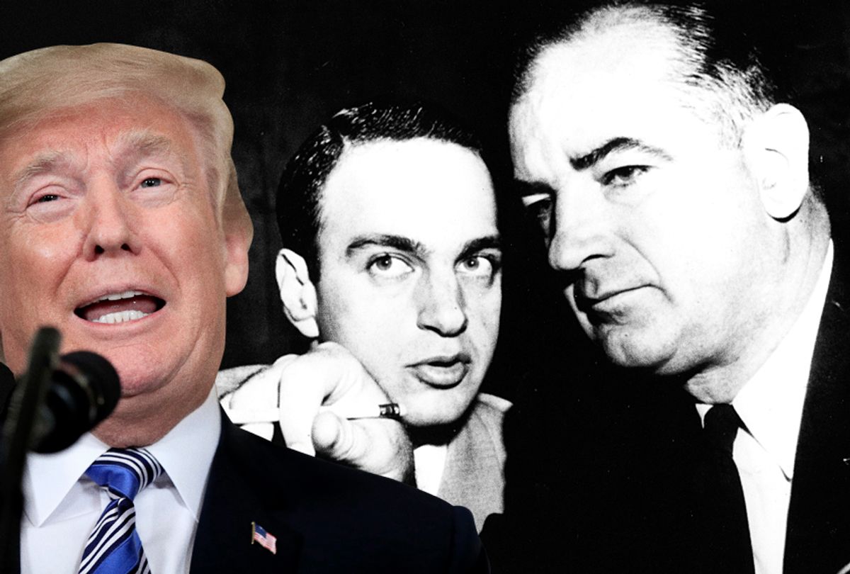 Donald Trump; Roy Cohn; Joseph McCarthy (AP/Manuel Balce Ceneta/Getty/Keystone/Hulton Archive)