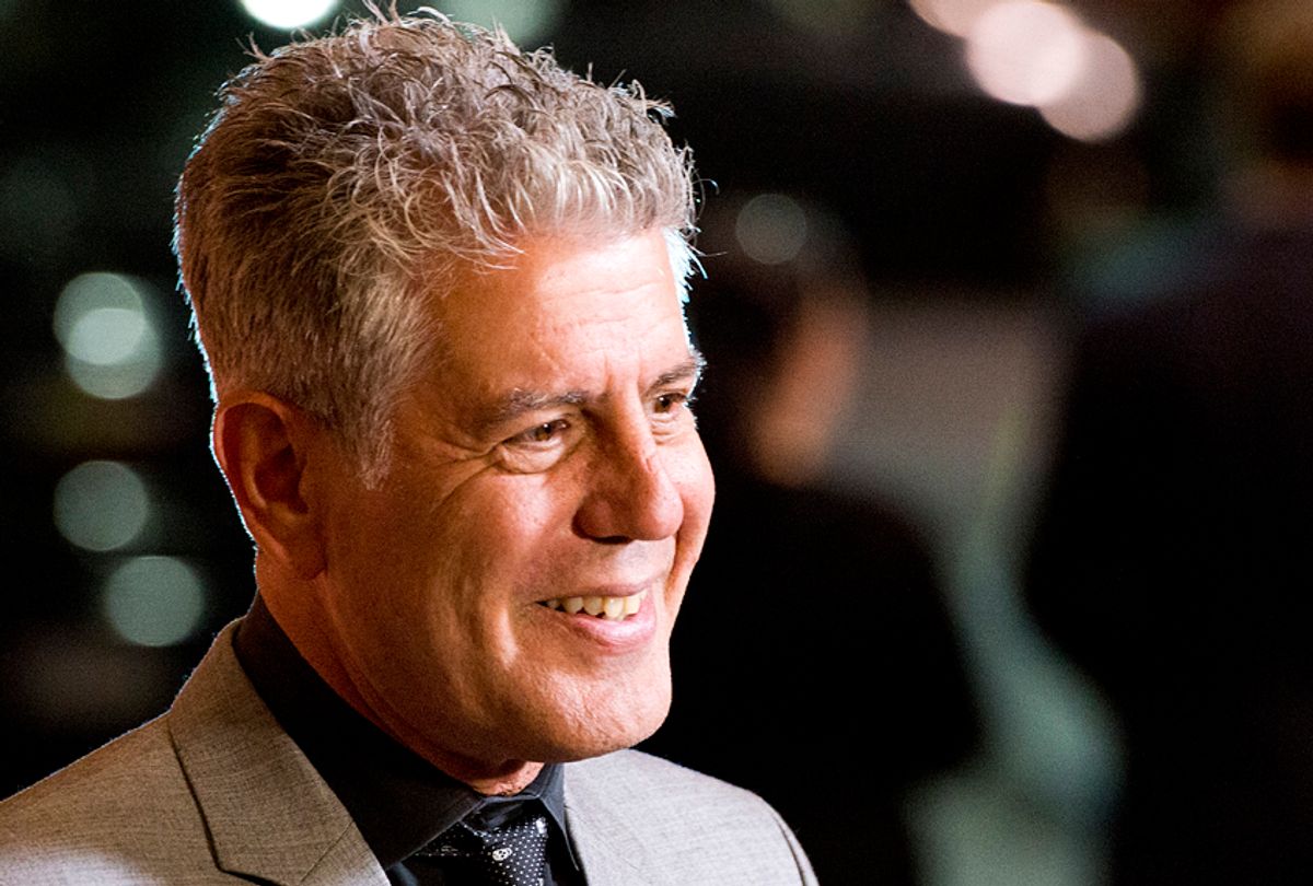 Anthony Bourdain attends "On The Chopping Block: A Roast of Anthony Bourdain" in New York. Bourdain's "Parts Unknown" series, a culinary travelogue, swiftly became CNN's top-rated series since debuting last April, a bright spot at a place that was in a severe dry spell before the missing Malaysian plane kicked up ratings. A new eight-episode season begins Sunday, April 13, 2014, at 9 p.m. EDT. (Photo by Charles Sykes/Invision/AP Images, File) (AP/Charles Sykes)