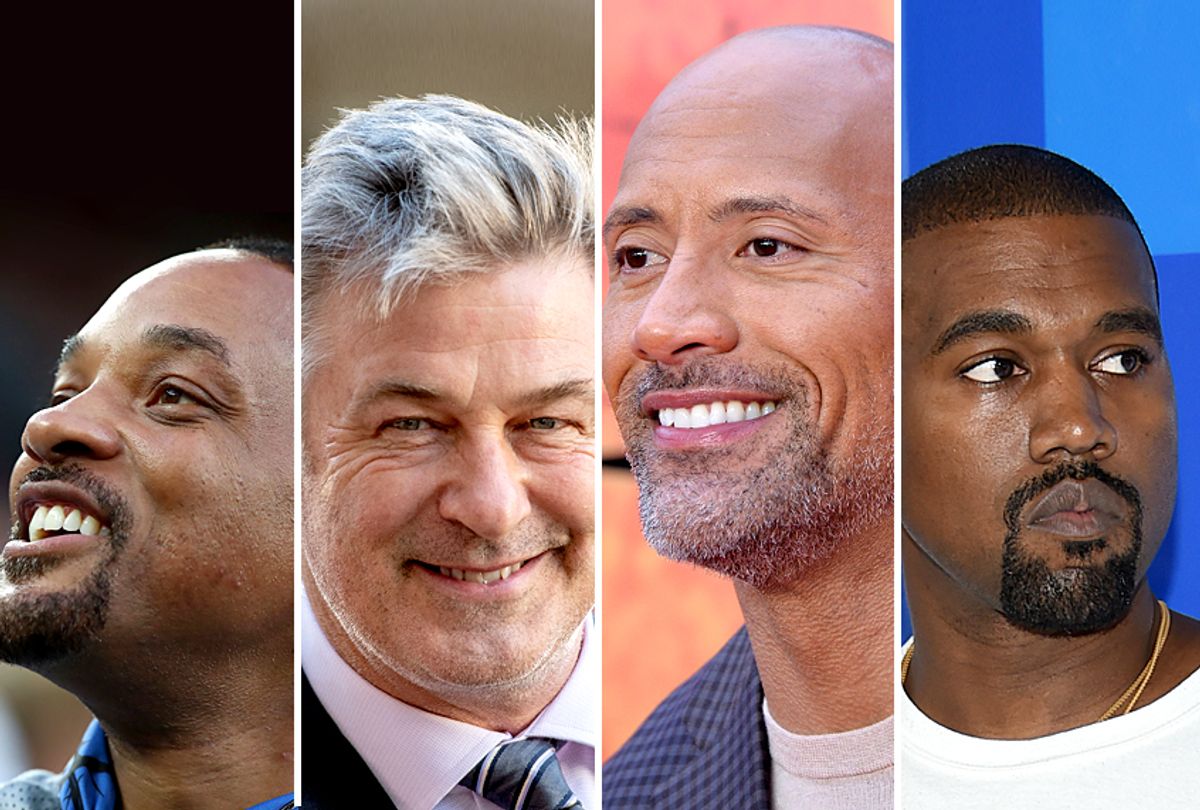 Will Smith; Alec Baldwin; Dwayne Johnson; Kanye West (Getty/AP)