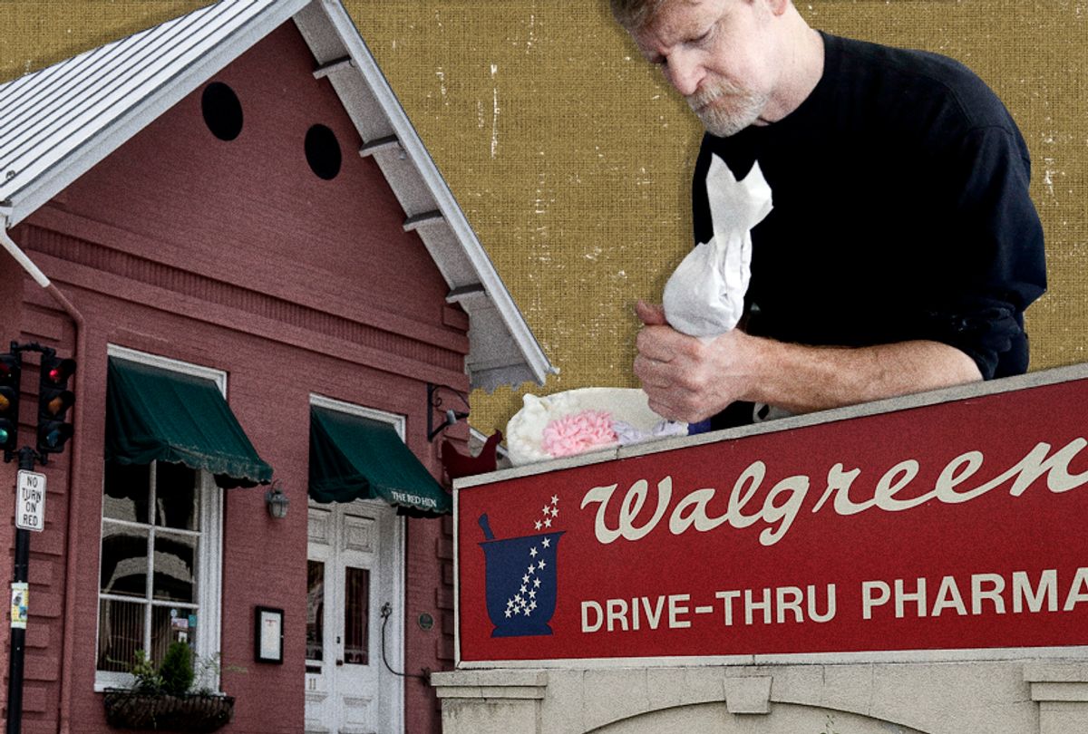 Red Hen Restaurant; Masterpiece Cakeshop owner, Jack Phillips; Walgreens (AP/Getty/Photo Montage by Salon)