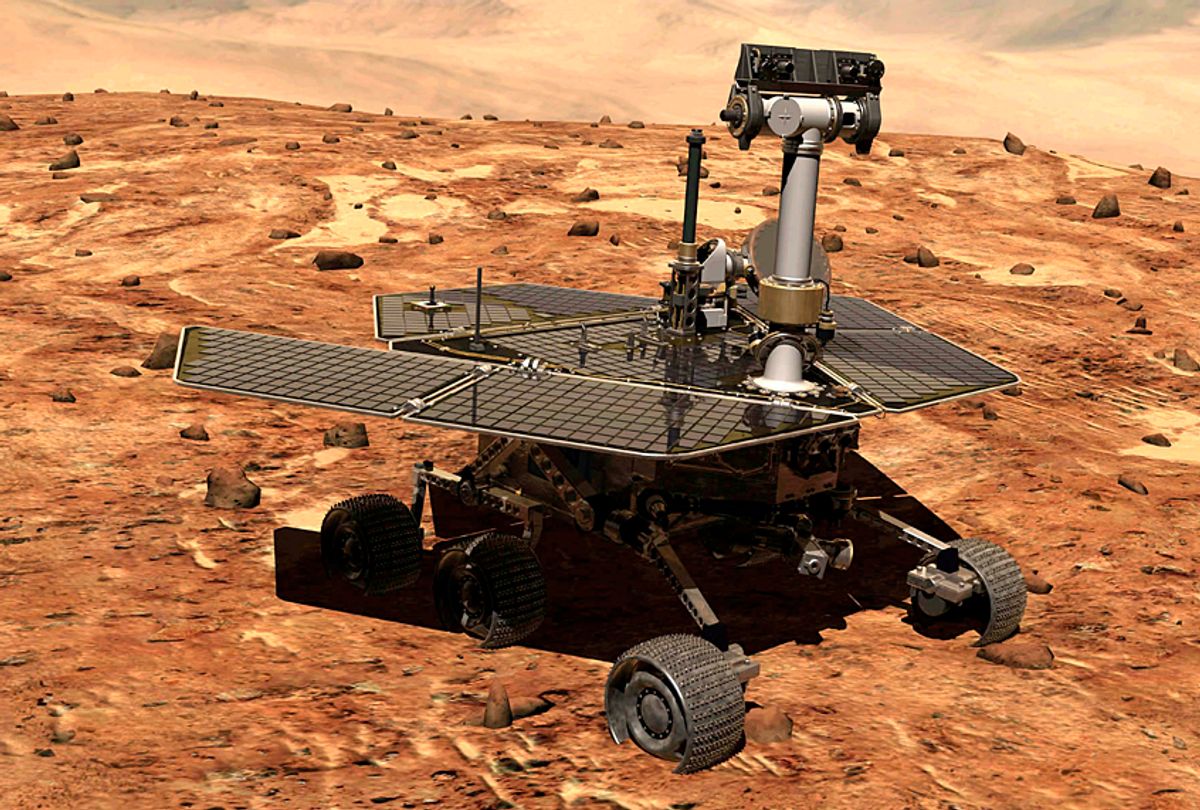 The Mars rover, named Opportunity, is shown in this artist conception. (AP Photo/NASA)