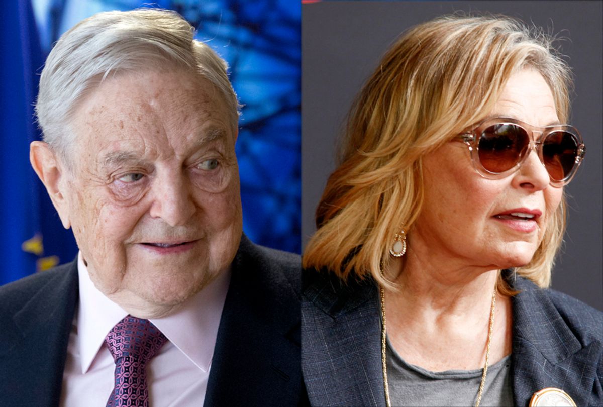 George Soros; Roseanne Barr (AP/Olivier Hoslet/Andy Kropa)