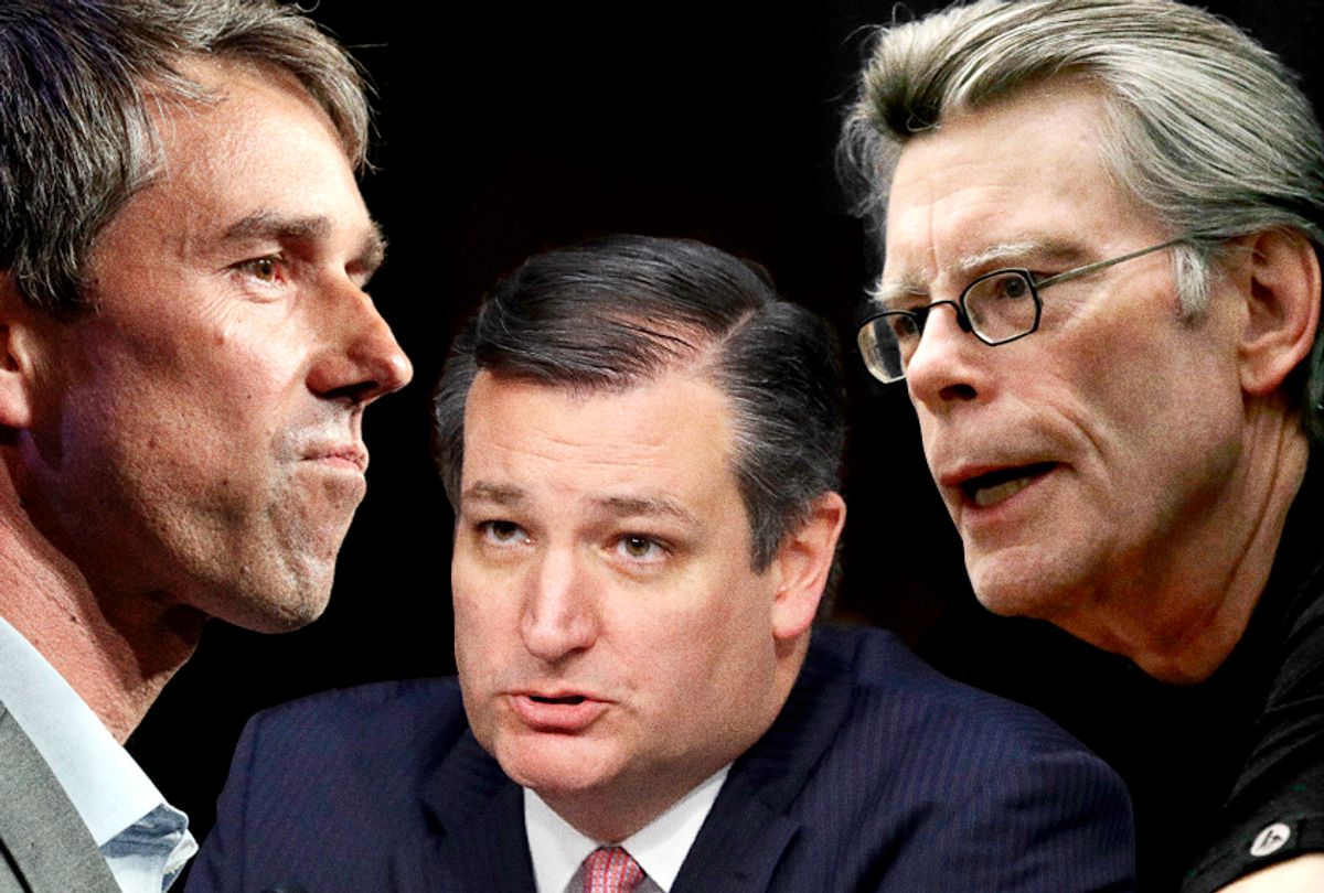 Beto O'Rourke; Ted Cruz; Stephen King (AP/Photo Montage by Salon)