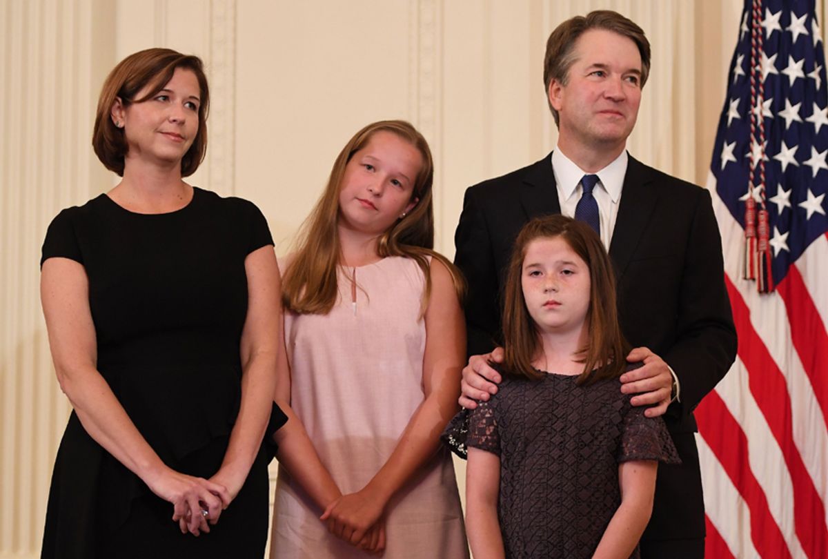 Brett Kavanaugh stands with his family as Donald Trump announces him as his nominee to the Supreme Court in the East Room of the White House, July 9, 2018. (Getty/Saul Loeb)