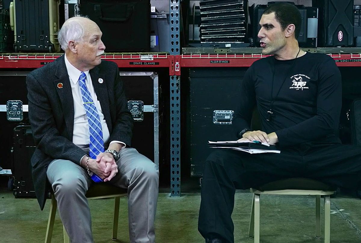 Sacha Baron Cohen interviews Philip Van Cleave on "Who Is America?" (Showtime)