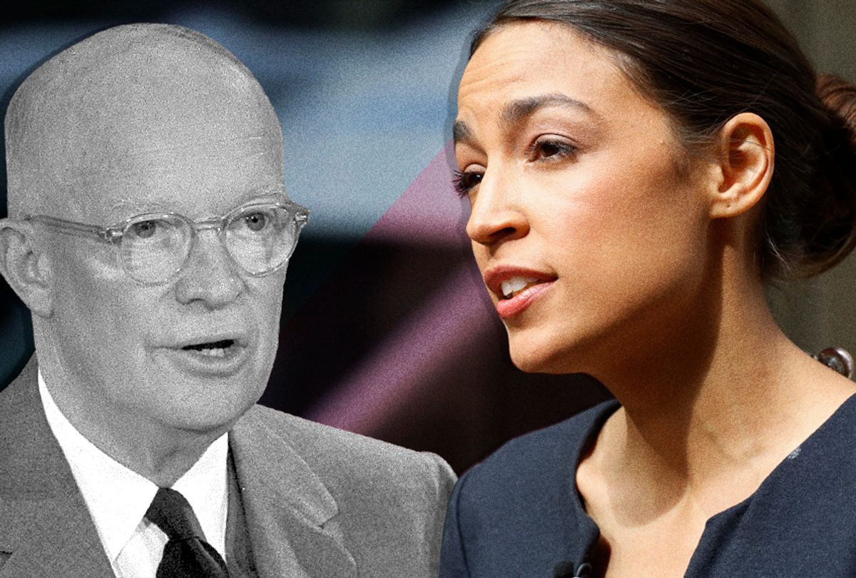 Dwight Eisenhower; Alexandria Ocasio-Cortez (AP/Photo Montage by Salon)