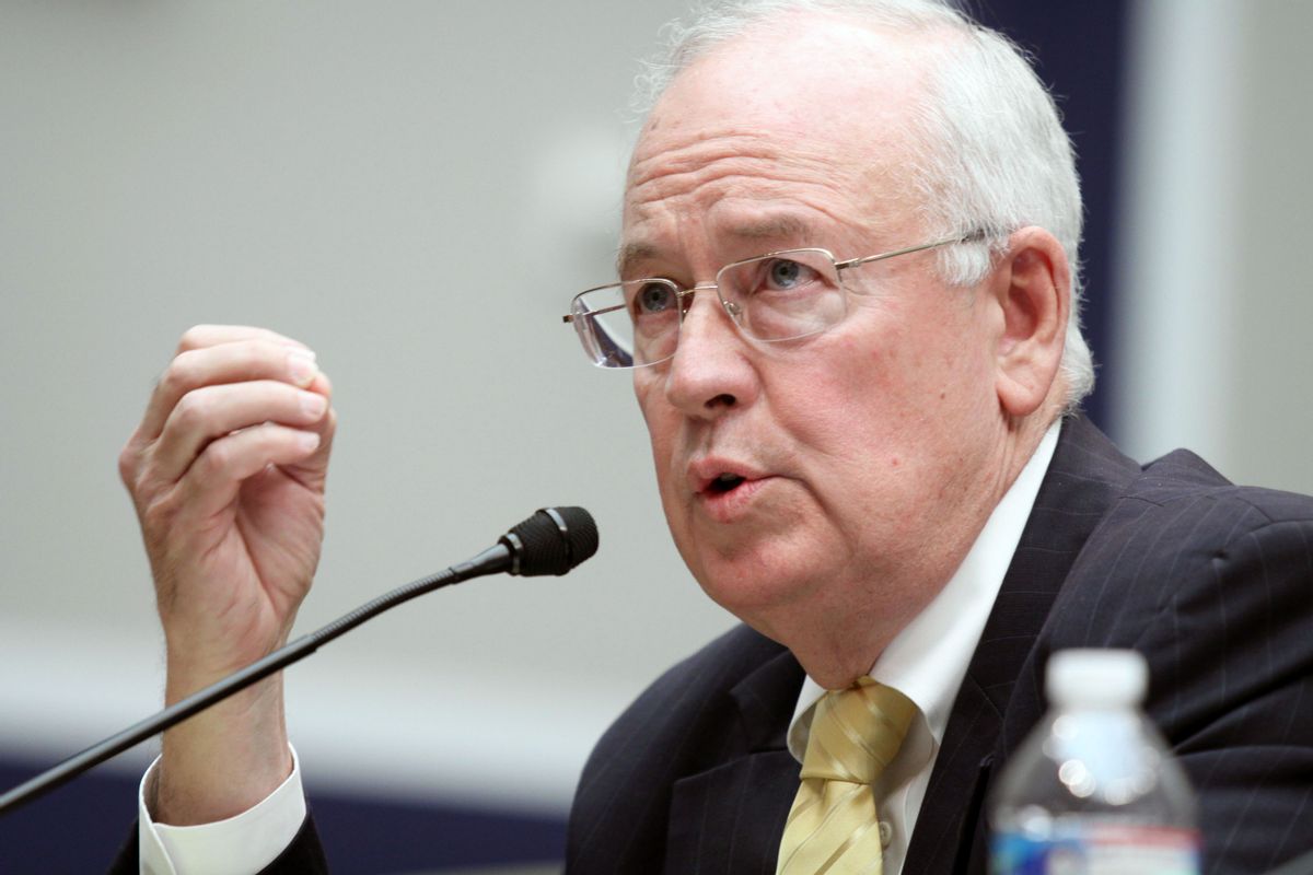 FILE - In this May 8, 2014, file photo, Baylor University President Ken Starr testifies at the House Committee on Education and Workforce on college athletes forming unions. in Washington. Texas’ top law enforcement agency has opened a preliminary investigation into Baylor University and how it handled reports of sexual and physical assault over several years. The Texas Rangers confirmed Wednesday, March 1, 2017, they are working with the McLennan County prosecutor’s office to “determine if further action is warranted.” Baylor fired football coach Art Briles in 2016 and demoted President and Chancellor Starr, who later resigned. Former athletic director Ian McCaw also resigned and is now at Liberty University in Virginia. (AP Photo/Lauren Victoria Burke, File) (AP)