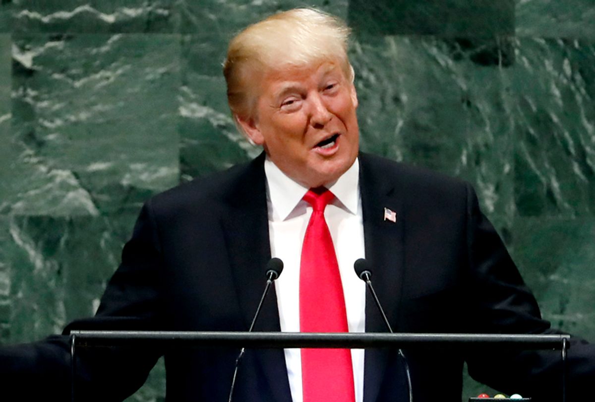 Donald Trump addresses the 73rd session of the United Nations General Assembly, at U.N. headquarters, Sept. 25, 2018. (AP/Richard Drew)