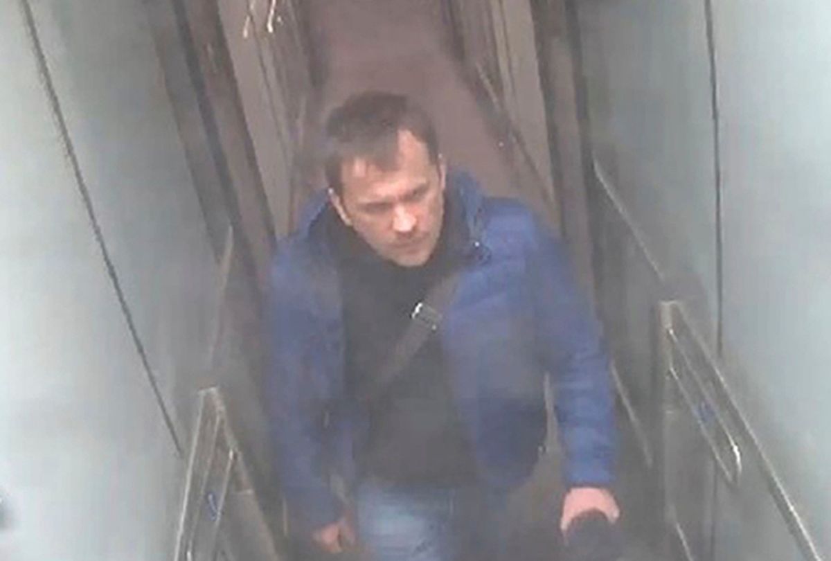 Handout CCTV image issued by the Metropolitan Police of Russian National Alexander Petrov  at Gatwick airport at  on March 2 2018. The CPS has issued European Arrest Warrants for the extradition of Ruslan Boshirov and Petrov in connection with the Novichok poisoning attack on Sergei Skripal and his daughter Yulia in March. 
 (AP/Metropolitan Police/PA Wir)