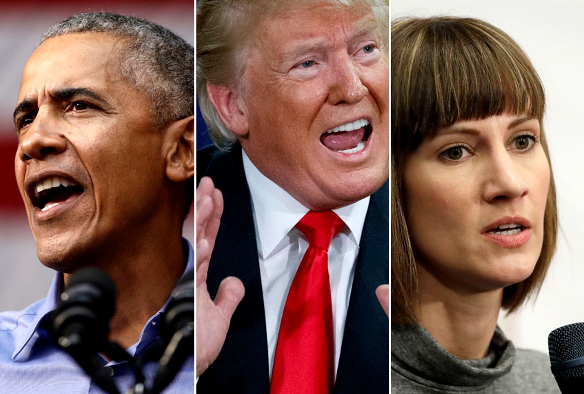 Barack Obama; Donald Trump; Rachel Crooks (AP Photo)