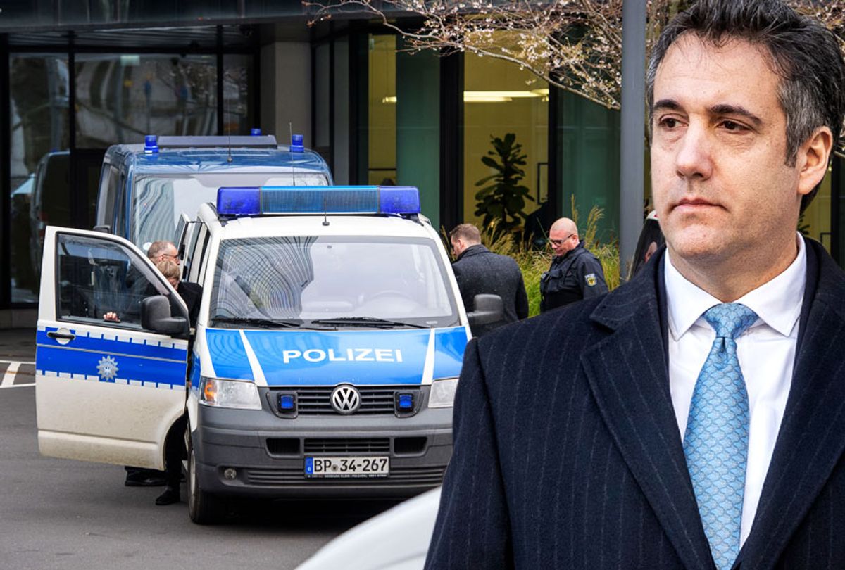 Michael Cohen; Police cars stand outside the corporate headquarters of Deutsche Bank on November 29, 2018 in Frankfurt, Germany. (Getty/Salon)