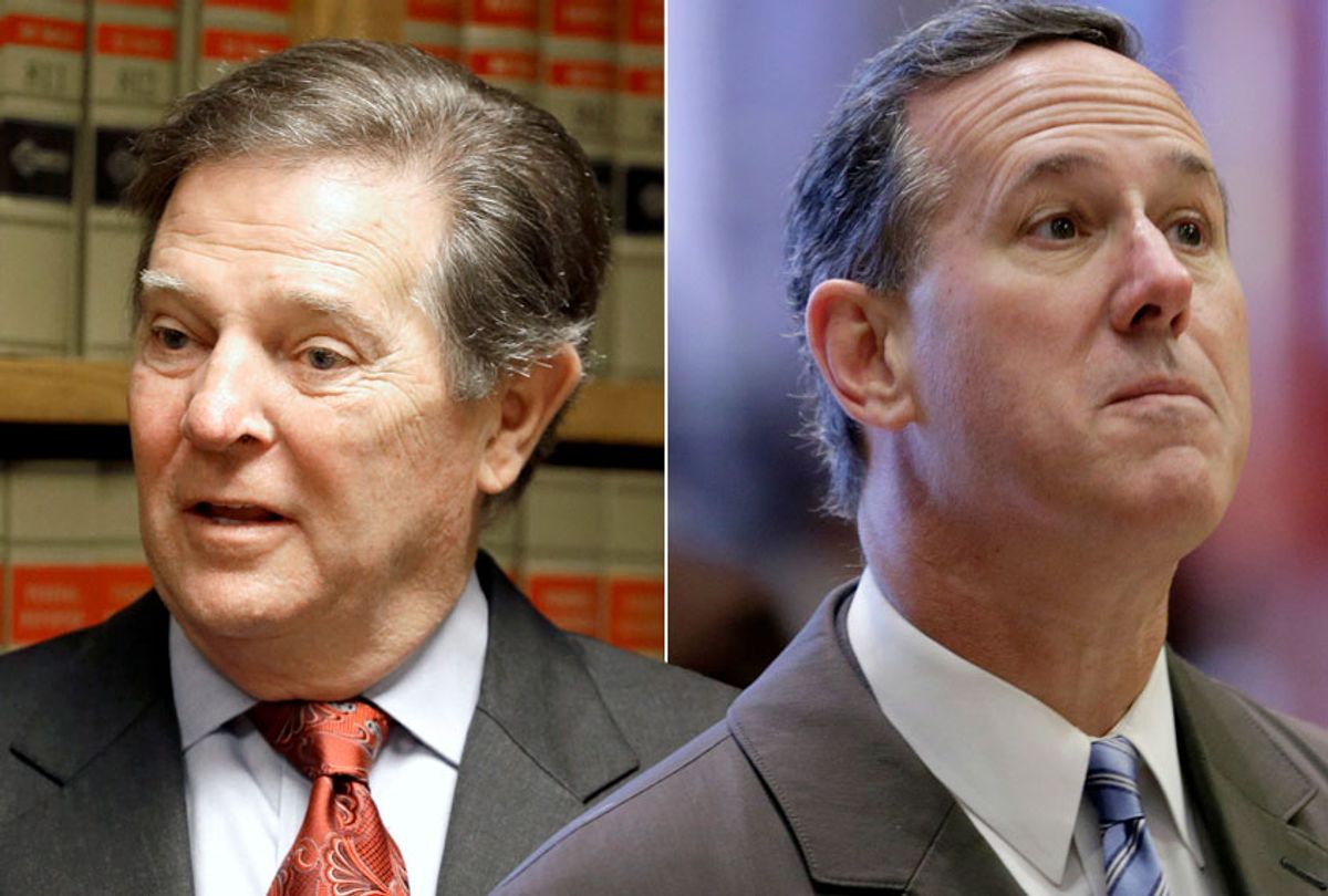 Tom DeLay; Rick Santorum (AP/Pat Sullivan/Seth Wenig)