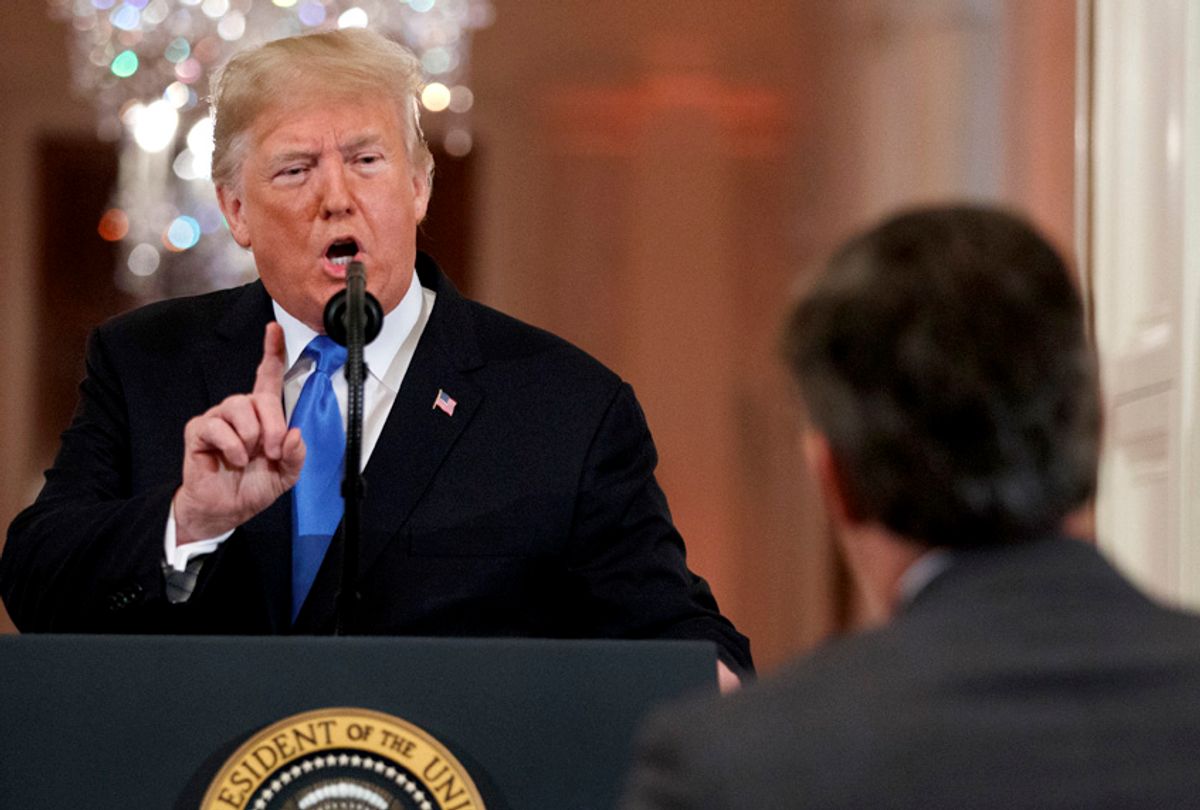 President Donald Trump speaks to CNN journalist Jim Acosta during a news conference in the East Room of the White House, Wednesday, Nov. 7, 2018, in Washington. (AP/Evan Vucci)