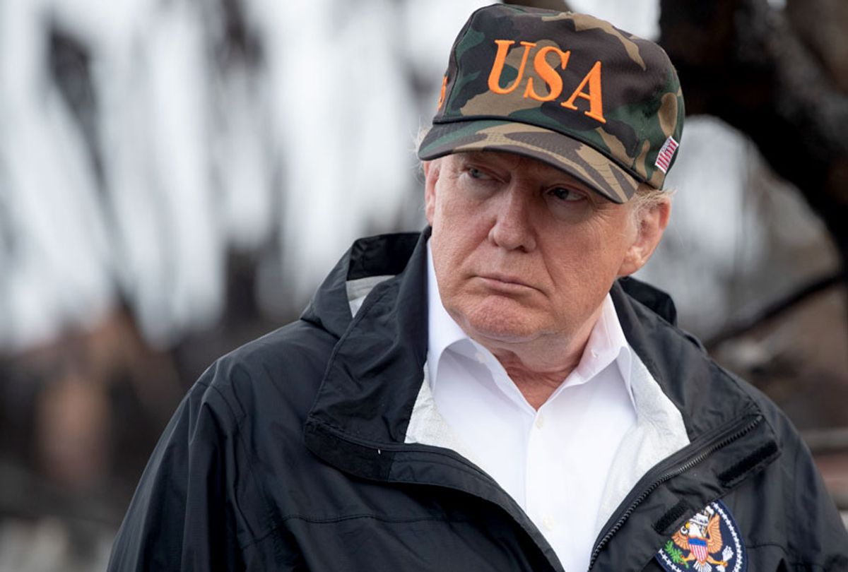  Donald Trump views damage from wildfires in Malibu, California, on November 17, 2018 (Getty/Saul Loeb)