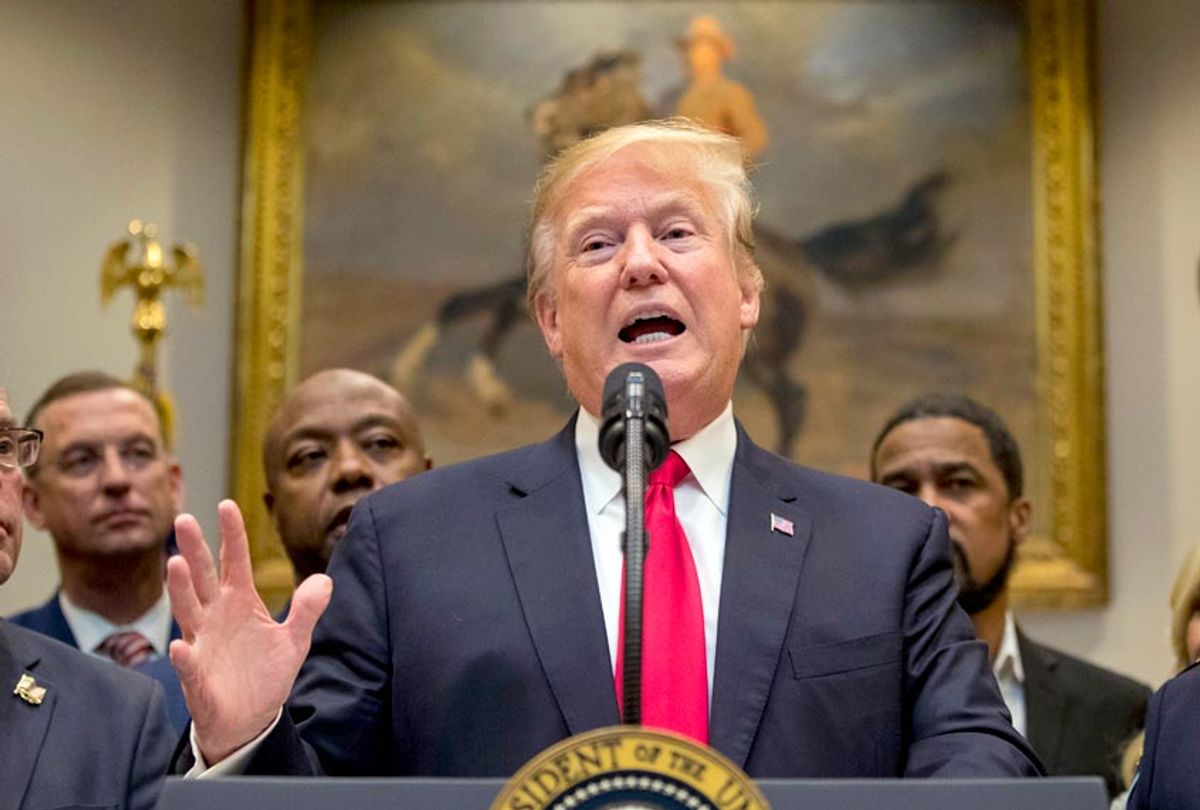 President Donald Trump speaks about H. R. 5682, the "First Step Act" in the Roosevelt Room of the White House in Washington, Wednesday, Nov. 14, 2018, which would reform America's prison system. (AP/Andrew Harnik)