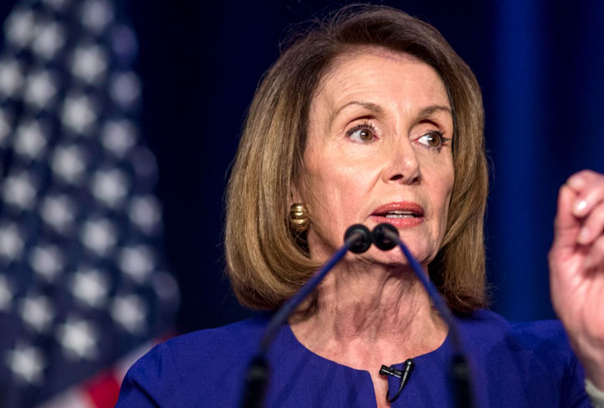 House Minority Leader Nancy Pelosi speaks during a DCCC election watch party at the Hyatt Regency on November 6, 2018 in Washington, DC (Getty/Zach Gibson)