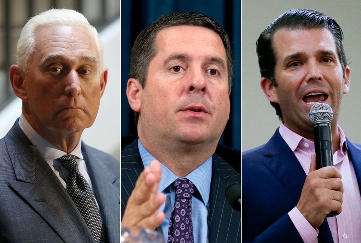 Roger Stone; Devin Nunes: Donald Trump Jr. (AP/Getty)