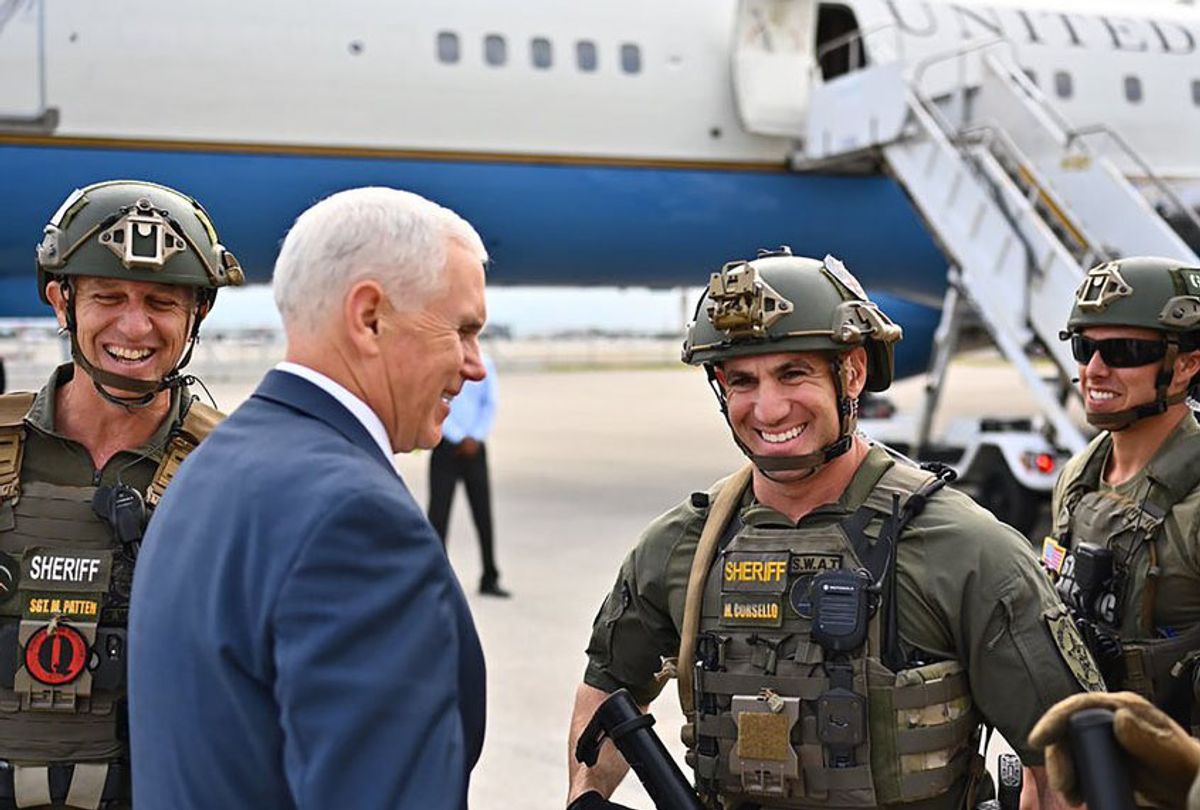 Vice President Mike Pence shared this photo on Twitter of SWAT team members with the Broward County Sheriff’s Office  (Vice President Mike Pence, via Twitter)