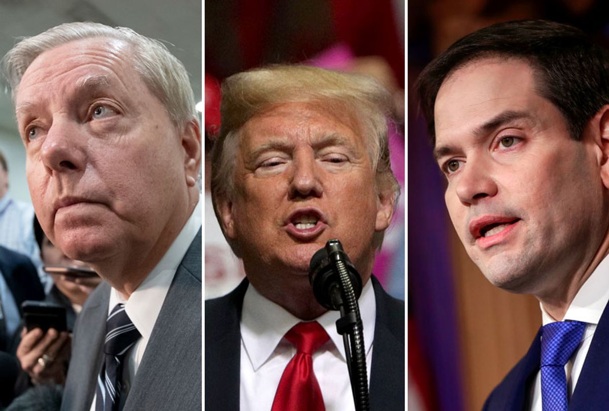 Lindsey Graham; Donald Trump; Marco Rubio (AP/J. Scott Applewhite/Getty/Alex Wong)