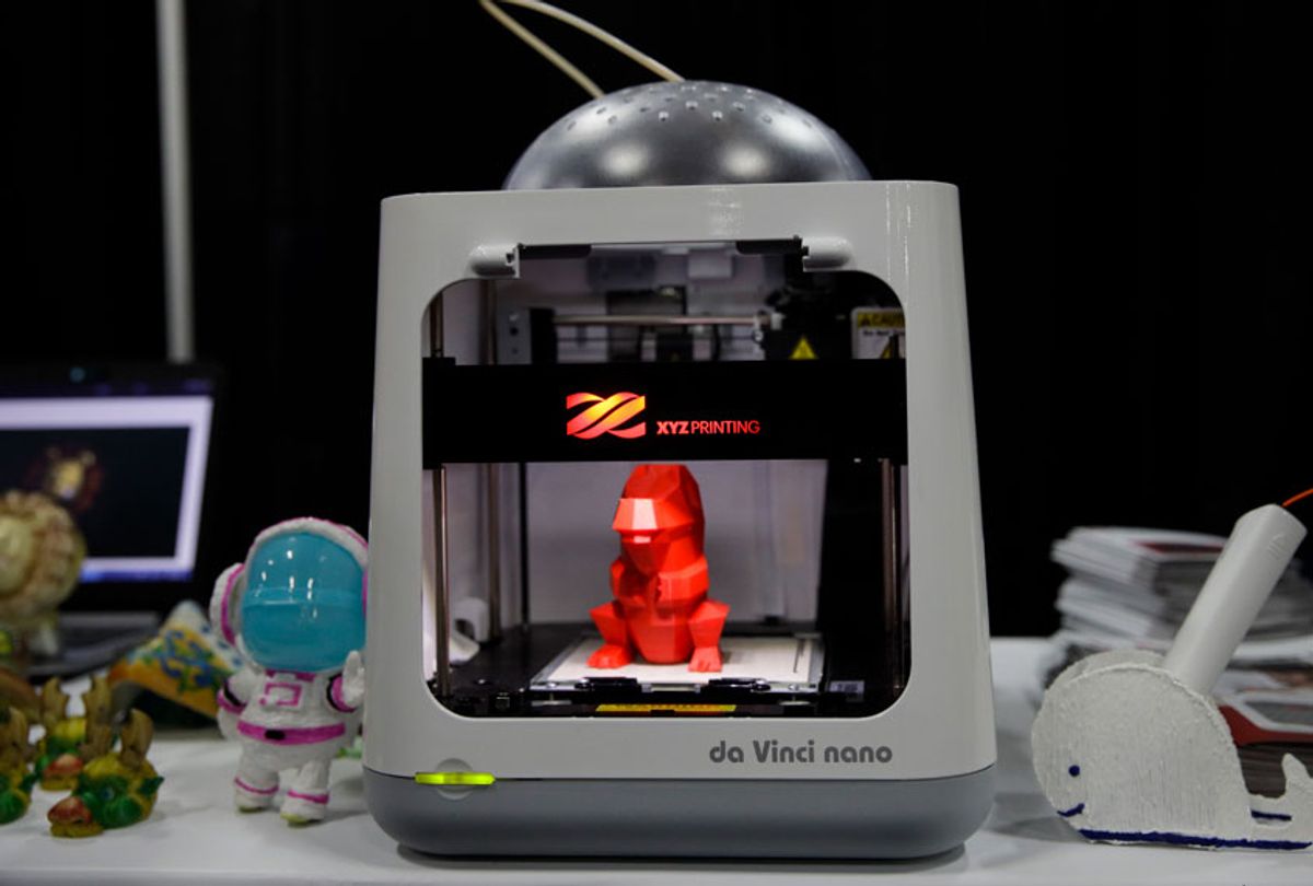 XYZprinting's da Vinci Nano portable 3D printer is displayed during CES Unveiled at CES International Sunday, Jan. 7, 2018, in Las Vegas. (AP/Jae C. Hong)