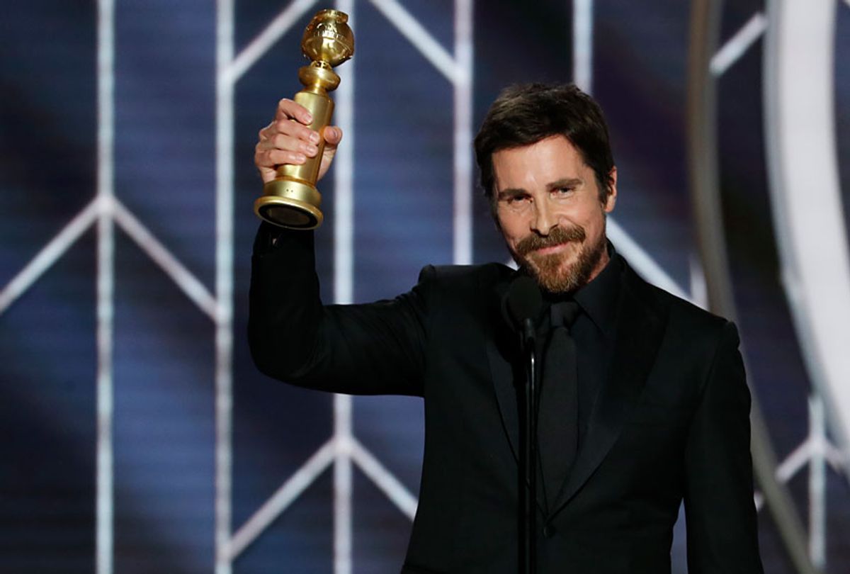 Christian Bale from “Vice” accepts the Best Actor in a Motion Picture – Musical or Comedy award onstage during the 76th Annual Golden Globe Awards at The Beverly Hilton Hotel on January 06, 2019 in Beverly Hills, California. (Paul Drinkwater/NBCUniversal via Getty Images)