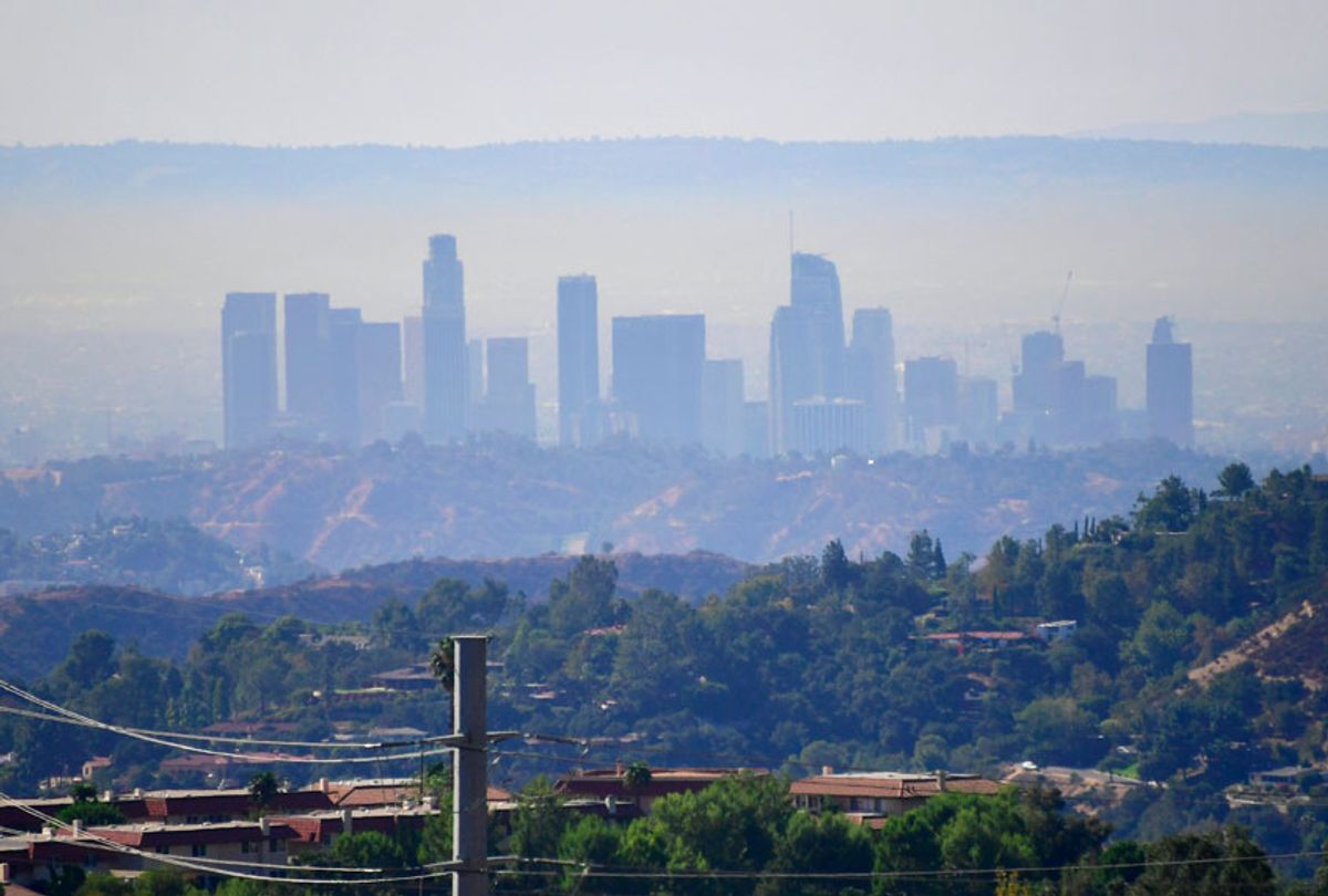 A layer of pollution can be seen hovering over Los Angeles, California (Getty/Frederic J. Brown)